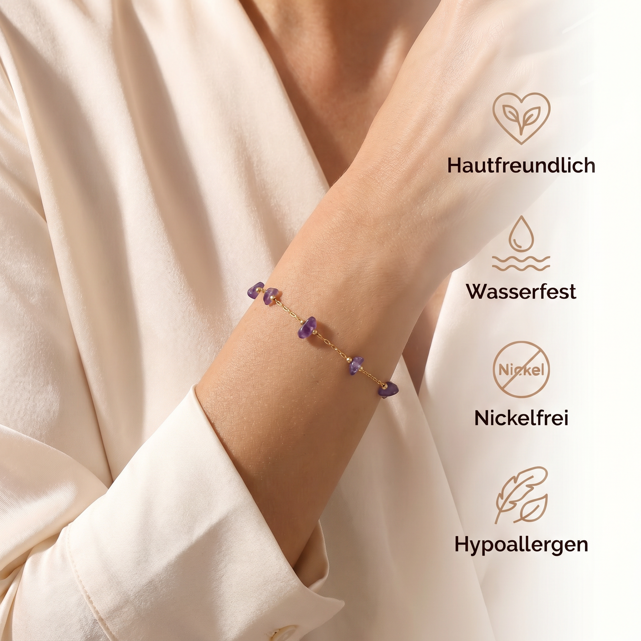 Amethyst Armband - Naturperlen S925 Silber - legiert