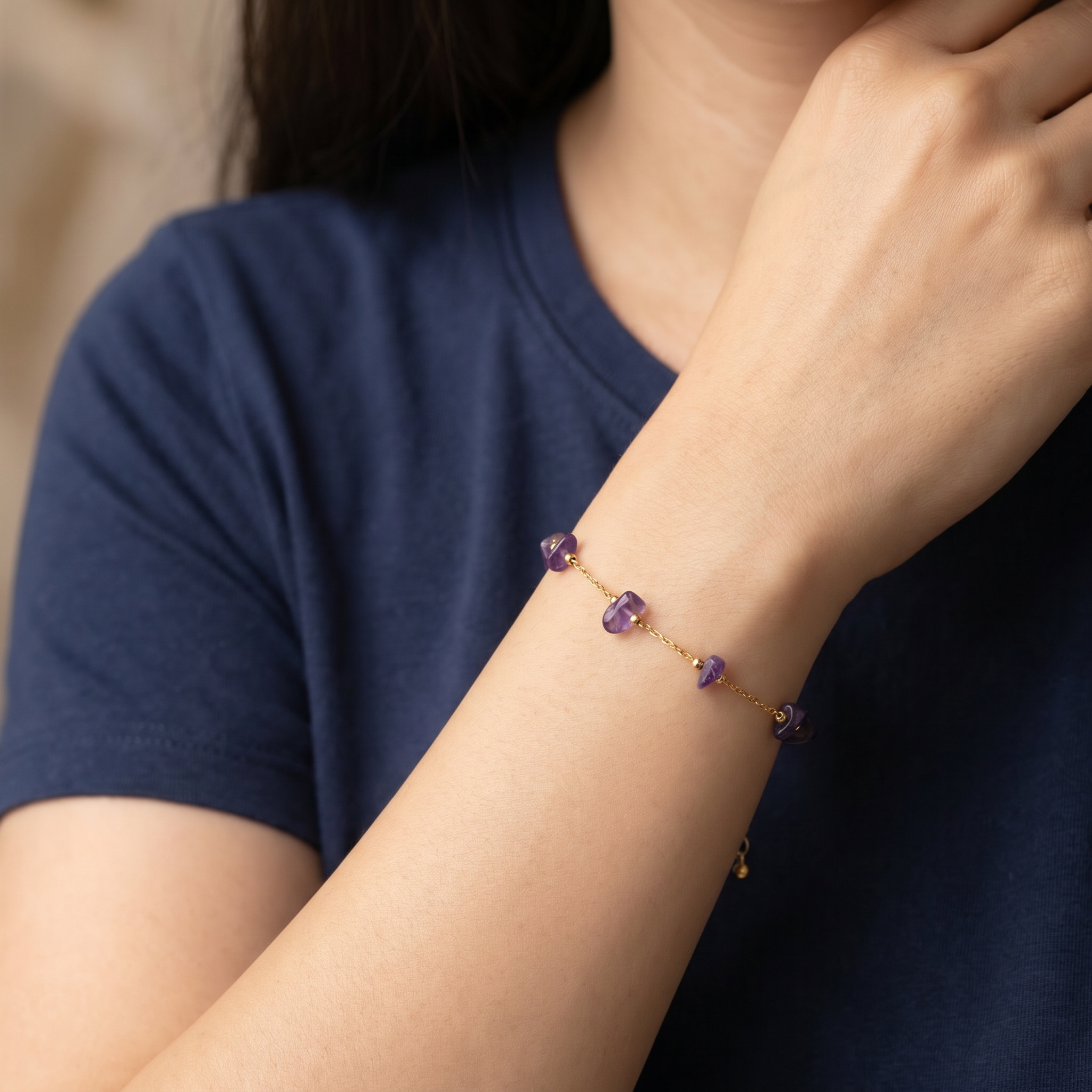 Amethyst Armband - Naturperlen S925 Silber - legiert