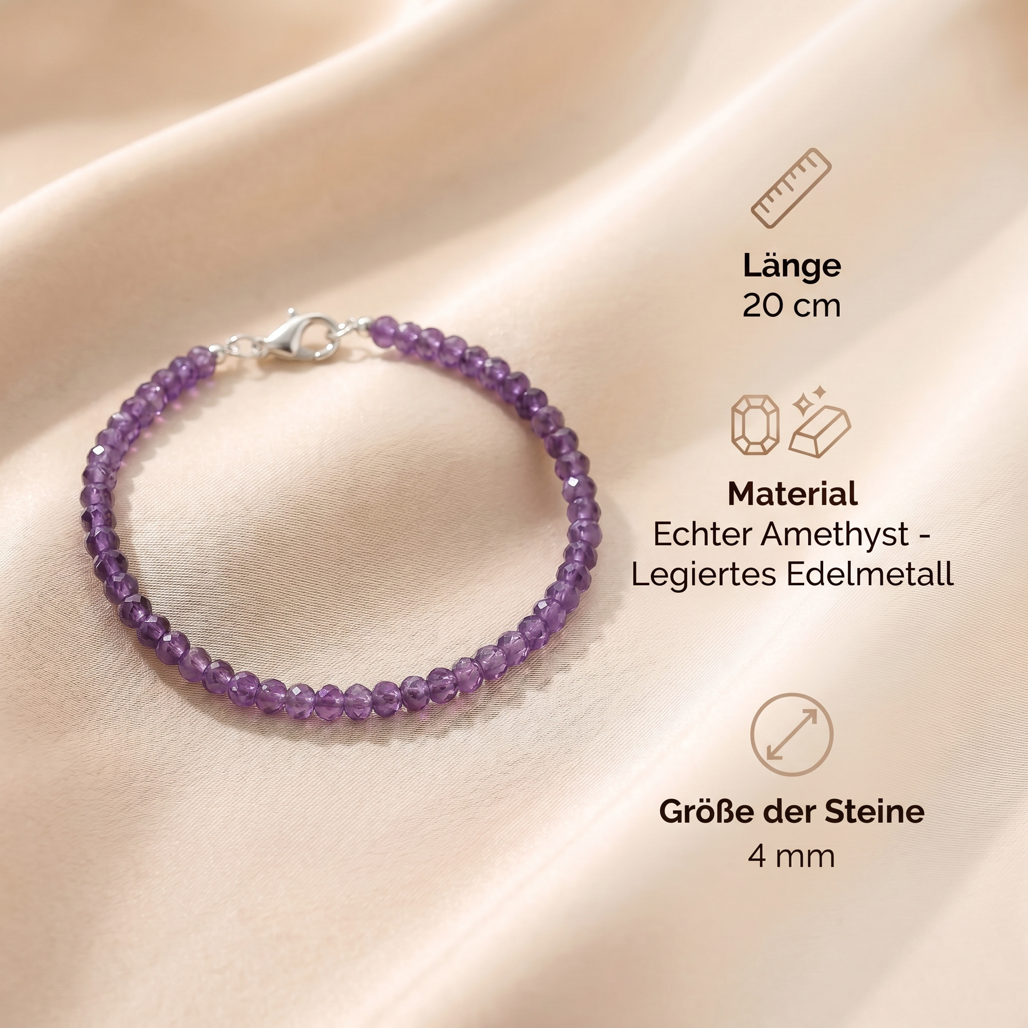 Amethyst Armband - geschliffene Perlen