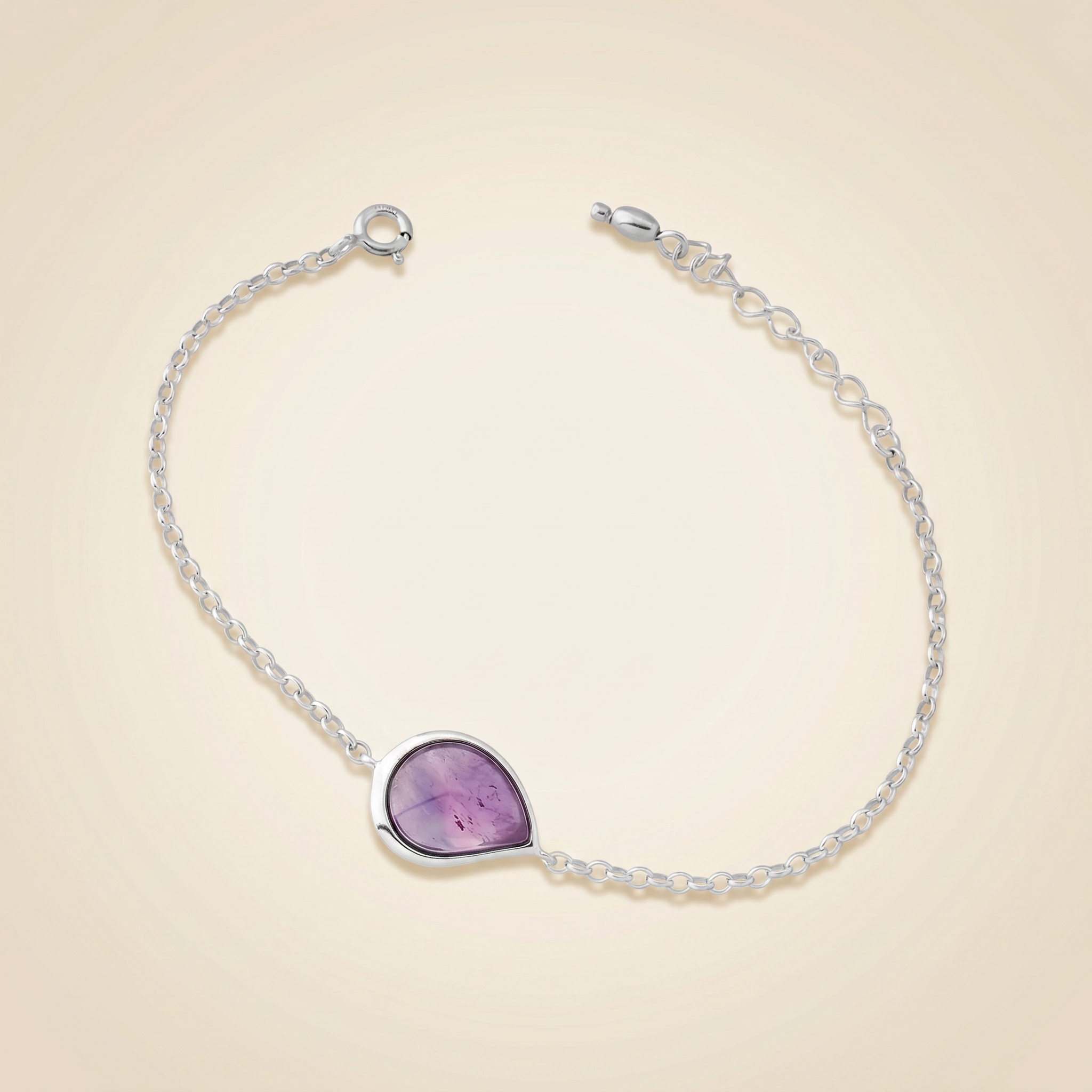 Amethyst Armband - Perlenanhänger S925 Silber