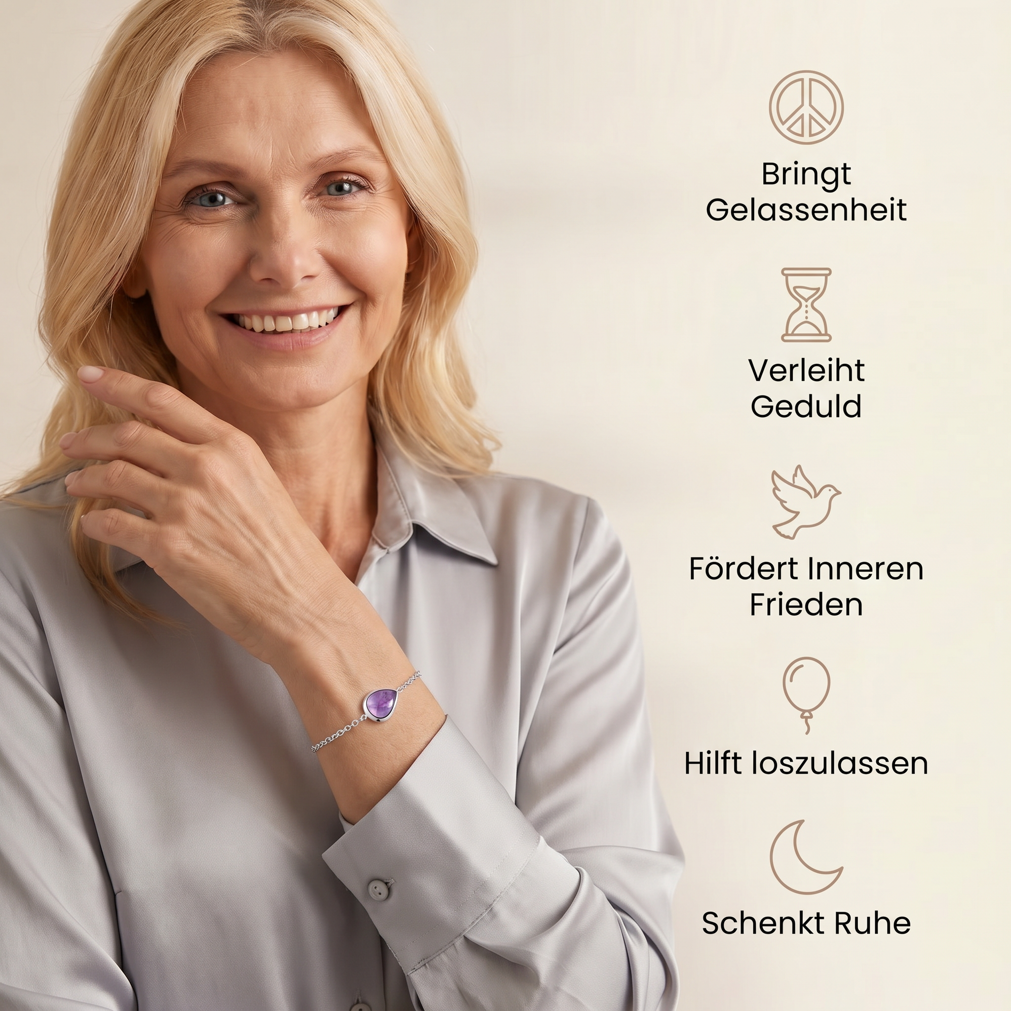 Amethyst Armband - Perlenanhänger S925 Silber