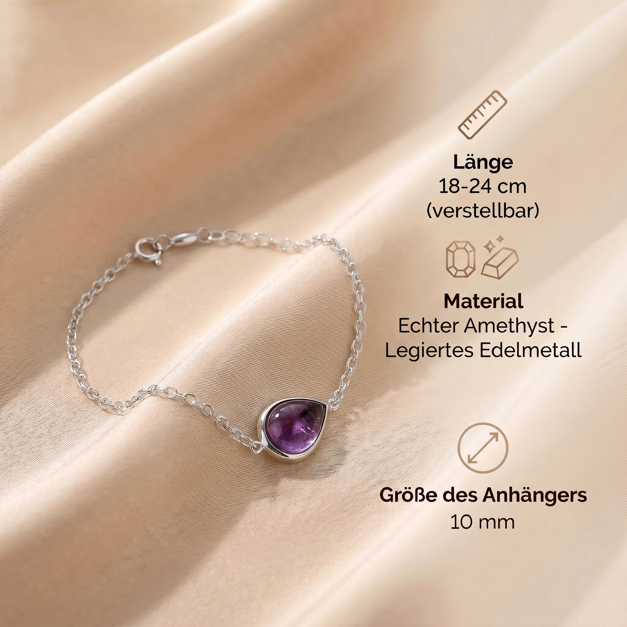 Amethyst Armband - Perlenanhänger S925 Silber