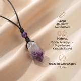 Amethyst Halskette - Unbearbeitet mit Cordband