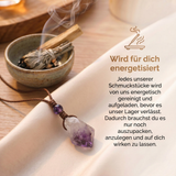 Amethyst Halskette - Unbearbeitet mit Cordband