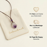 Amethyst Halskette - Unbearbeitet mit Cordband