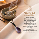 Amethyst Halskette - Perle mit Stoffkette