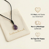 Amethyst Halskette - Perle mit Stoffkette