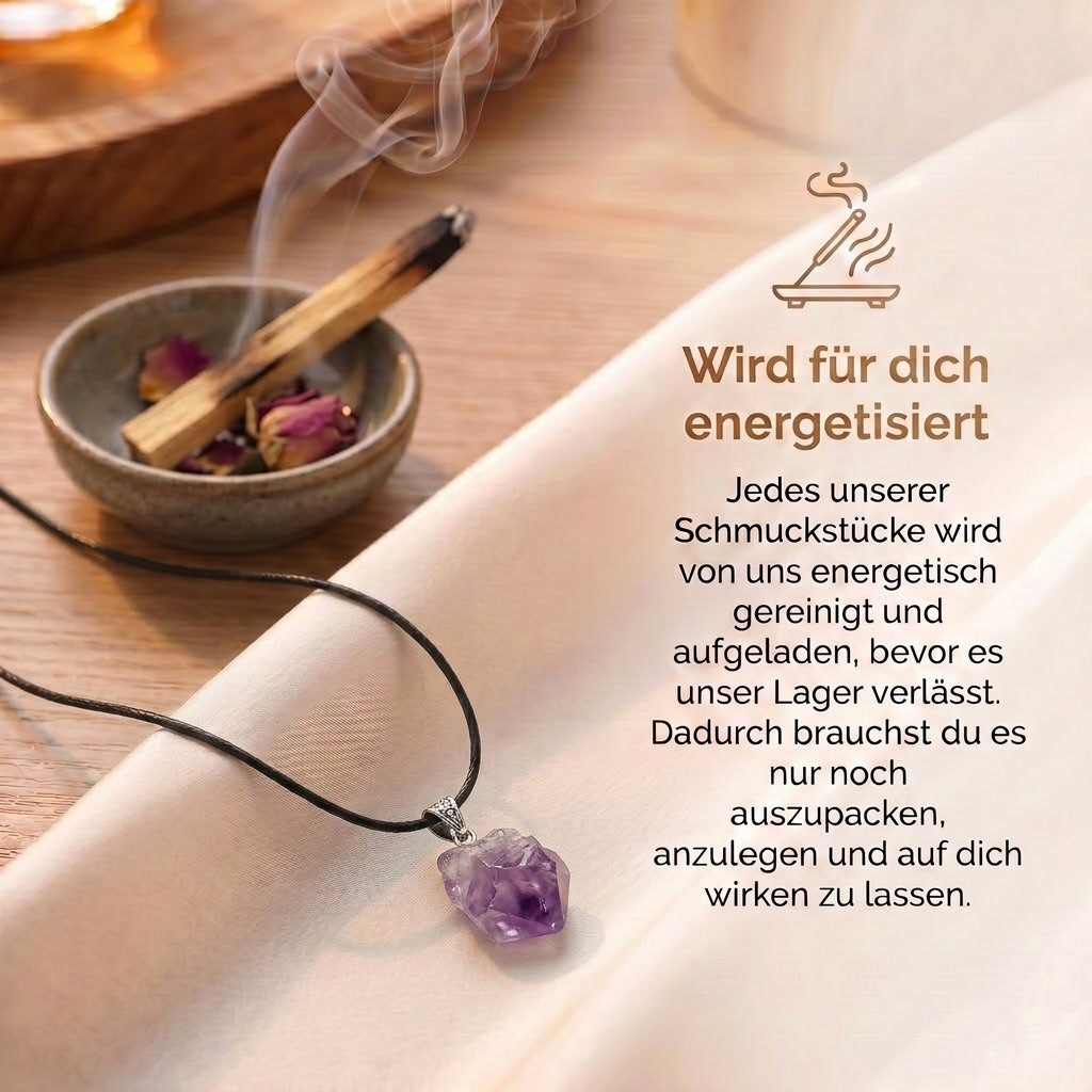 Amethyst Halskette - Unbearbeiteter Naturstein