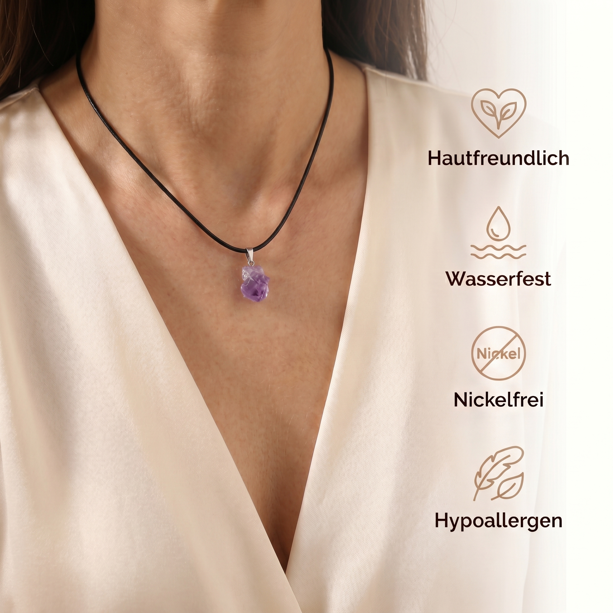 Amethyst Halskette - Unbearbeiteter Naturstein