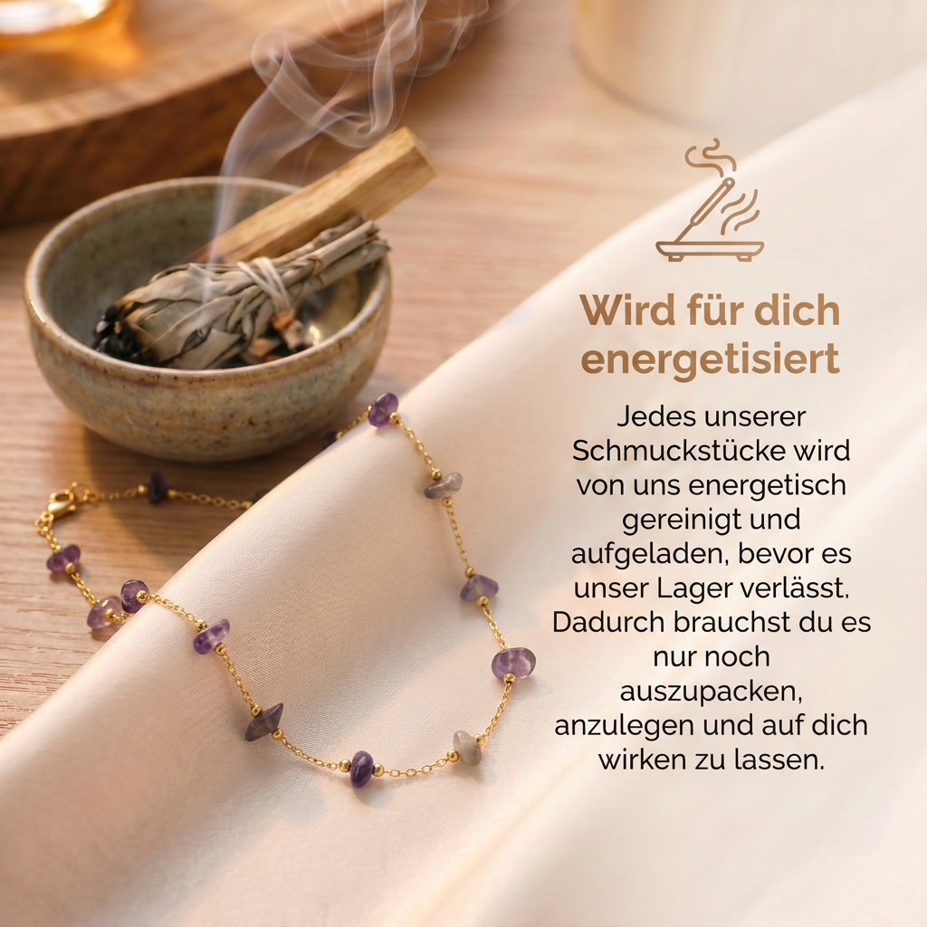 Amethyst Halskette - Rohperlen S925 Silber Gold legiert