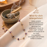 Amethyst Halskette - Rohperlen S925 Silber Gold legiert