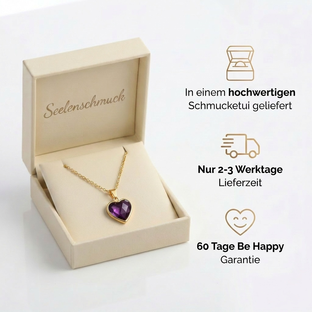 Amethyst Halskette - Herz Medallion S925 legiert