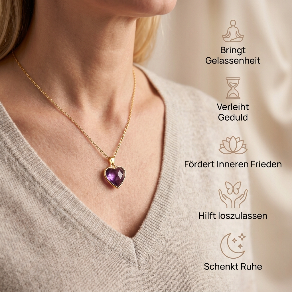 Amethyst Halskette - Herz Medallion S925 legiert