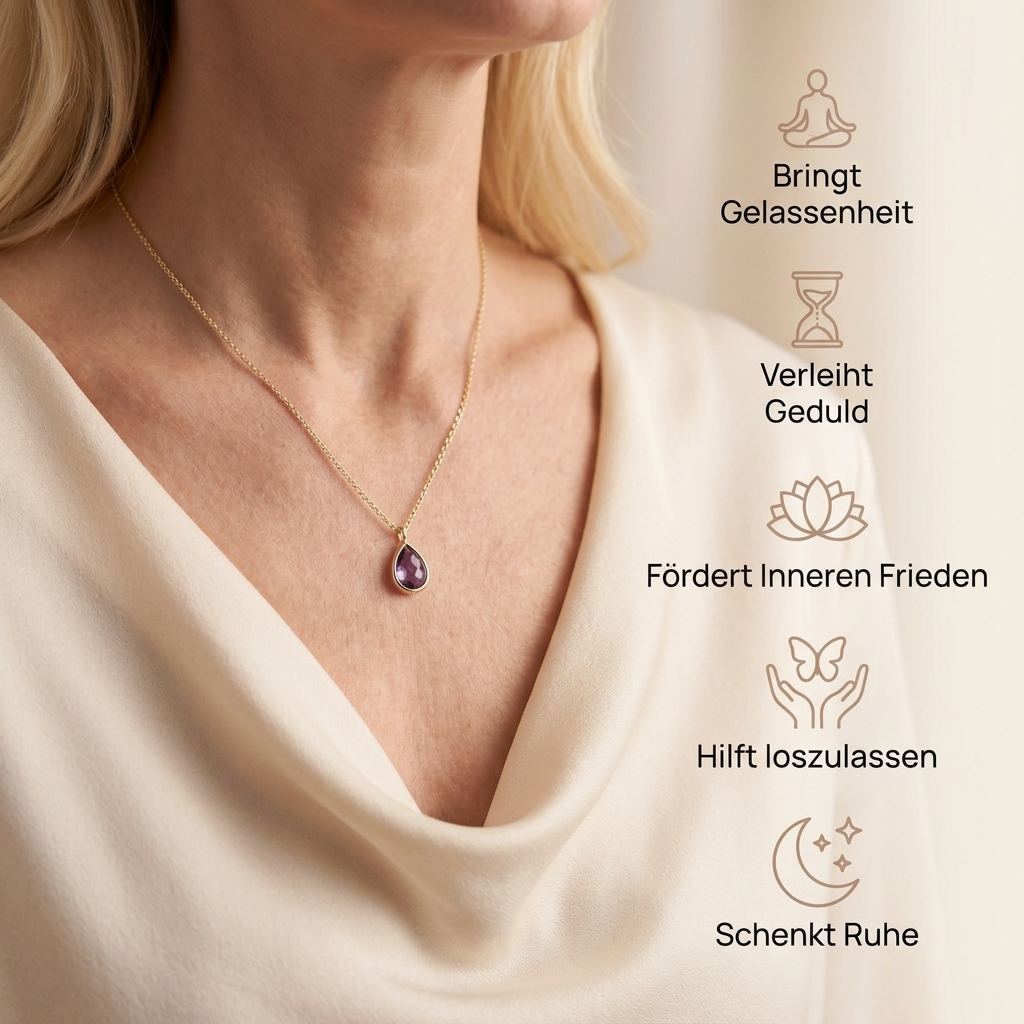 Amethyst Halskette mit 14K Gold Kette