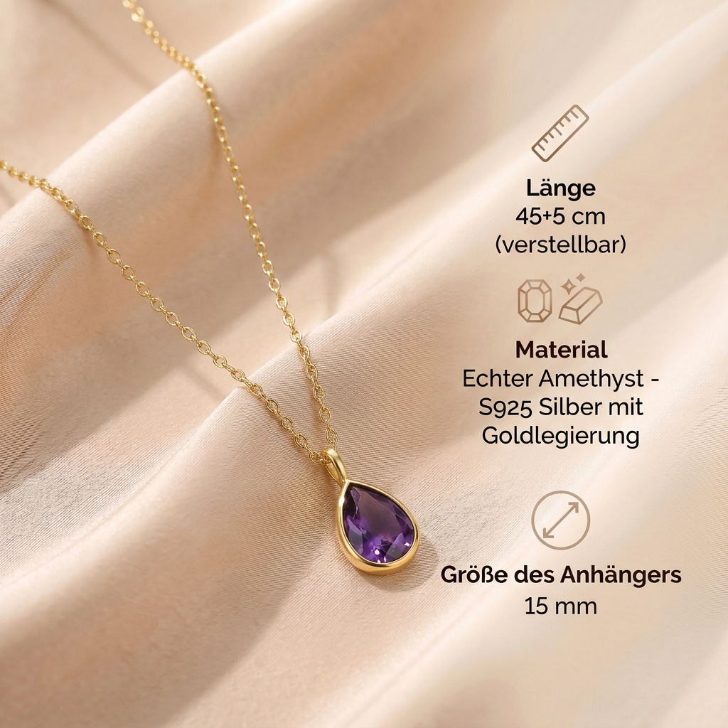 Amethyst Halskette mit 14K Gold Kette