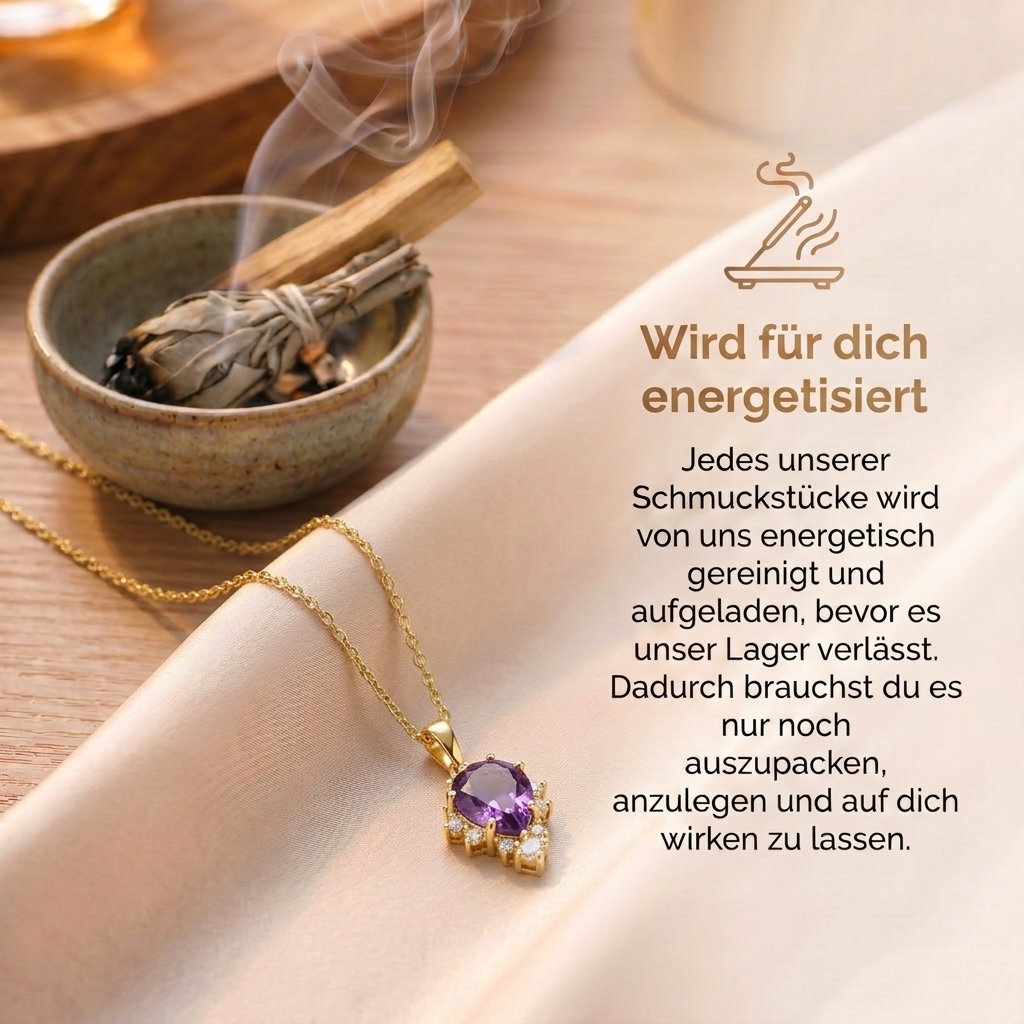 Amethyst Halskette - Naturstein mit Kristallen
