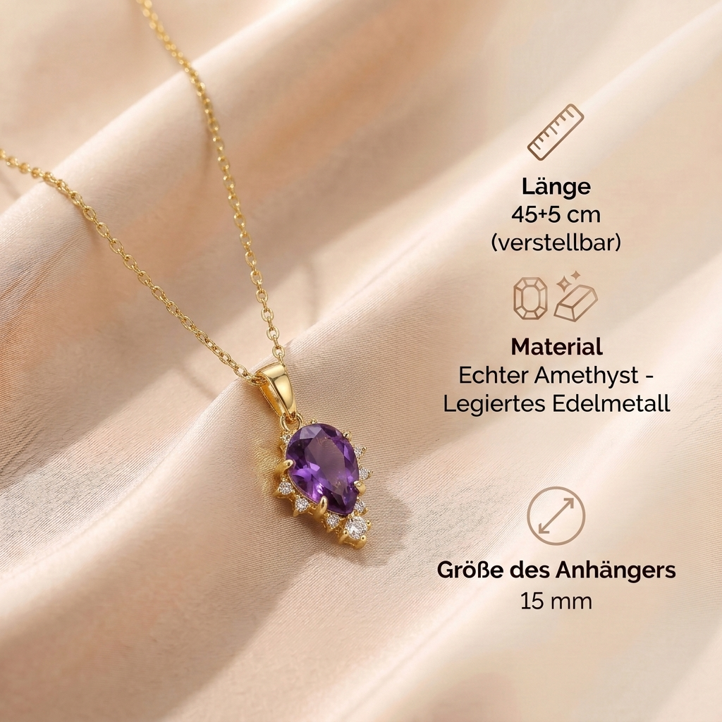 Amethyst Halskette - Naturstein mit Kristallen