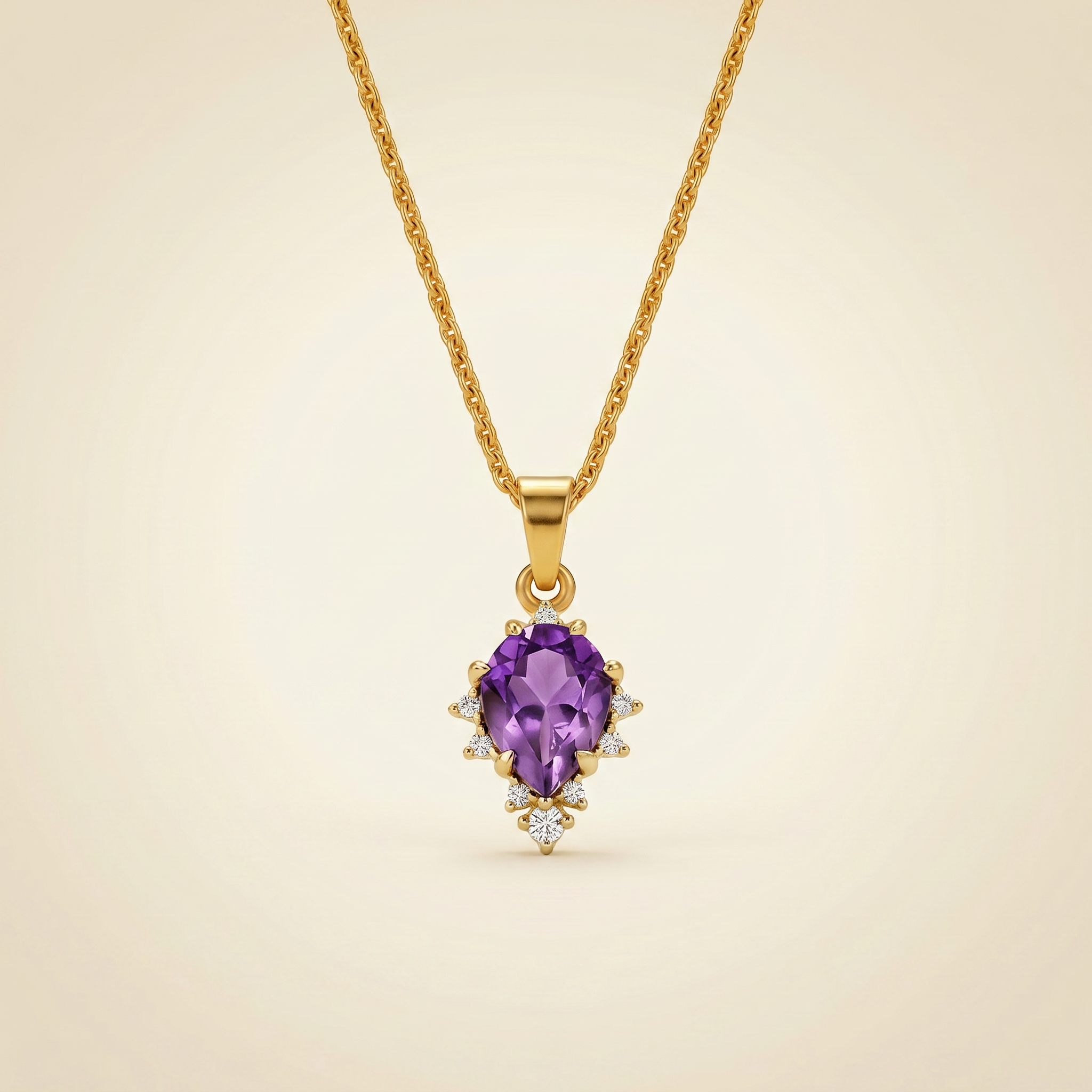 Amethyst Halskette - Naturstein mit Kristallen