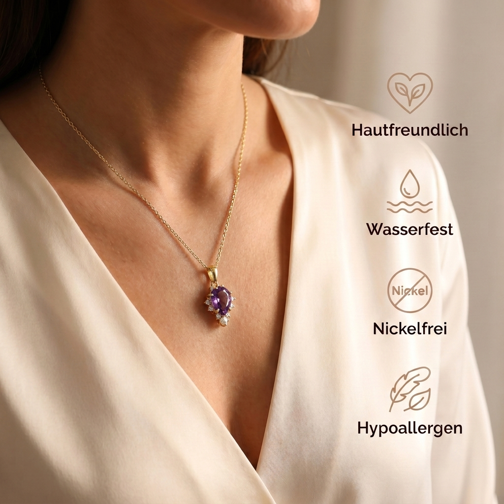 Amethyst Halskette - Naturstein mit Kristallen