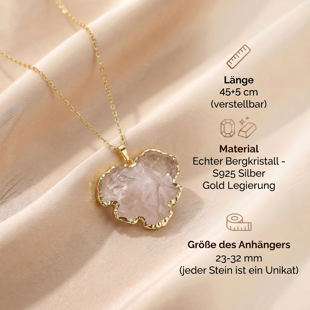 Bergkristall Halskette - Naturmedallion umrandet