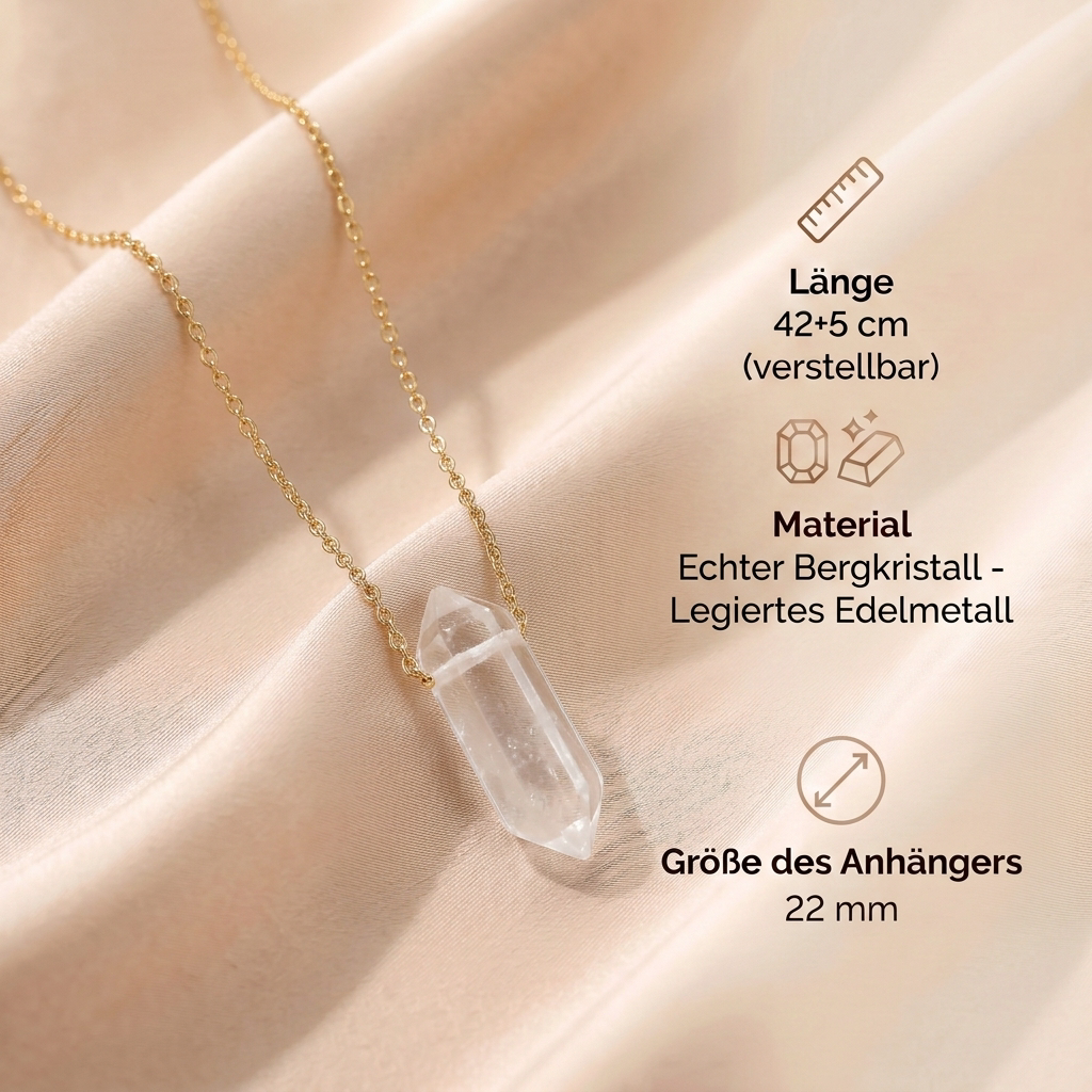Bergkristall Halskette - Goldlegierung