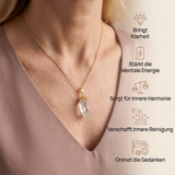 Bergkristall Halskette - Blattgoldkette