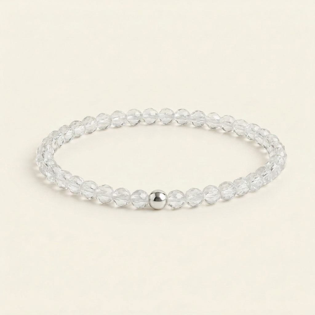 Bergkristall Naturstein Armband mit Silberperle