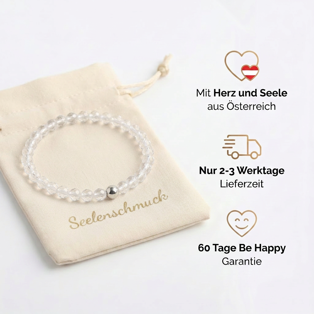 Bergkristall Naturstein Armband mit Silberperle