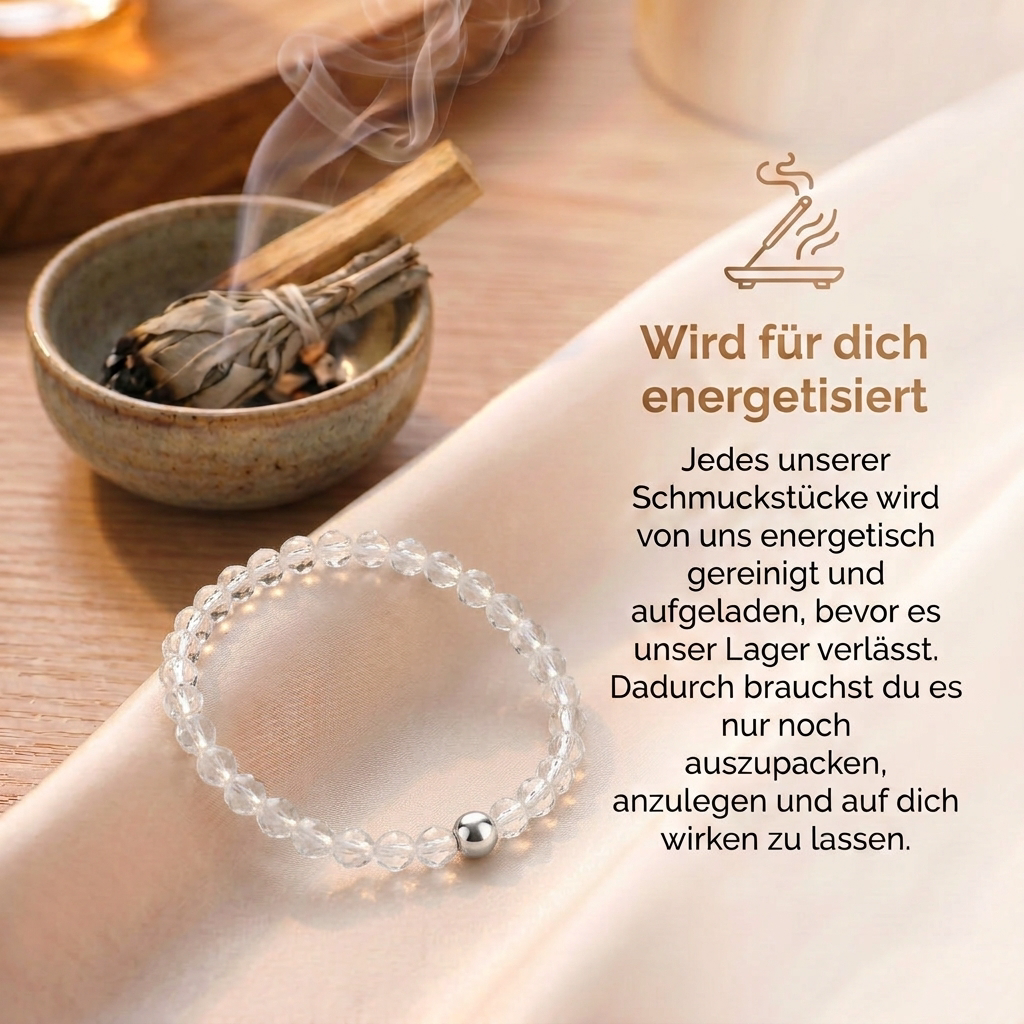 Bergkristall Naturstein Armband mit Silberperle