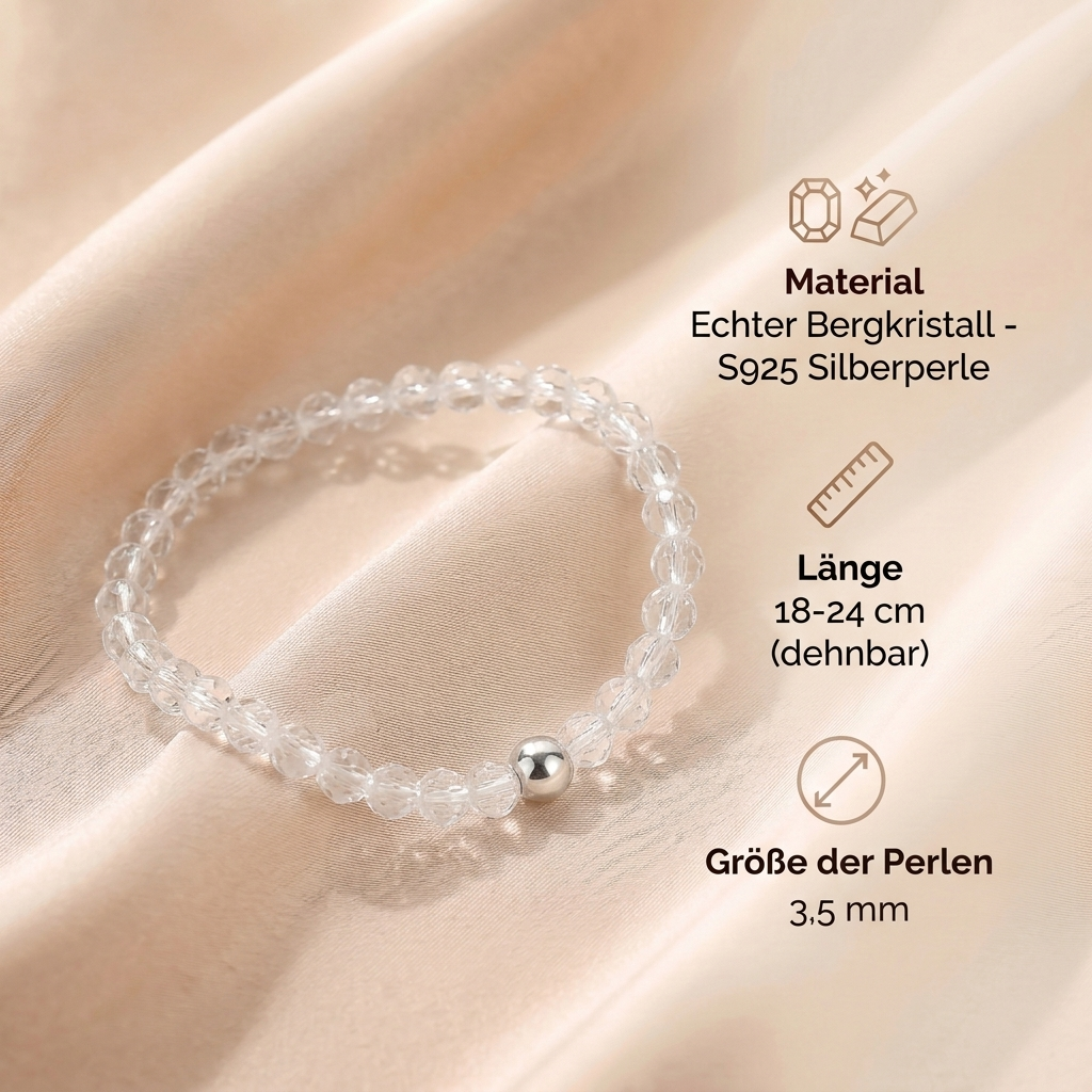 Bergkristall Naturstein Armband mit Silberperle
