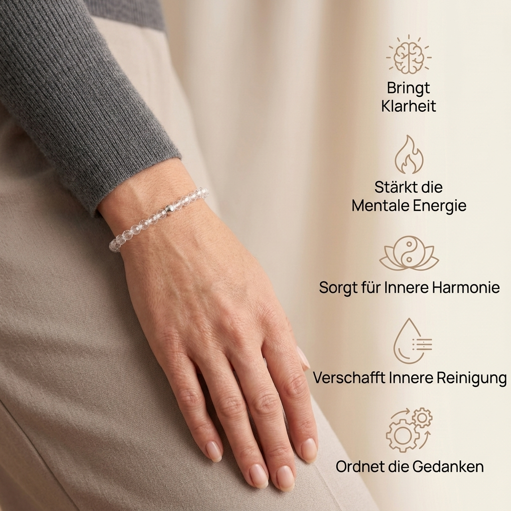 Bergkristall Naturstein Armband mit Silberperle