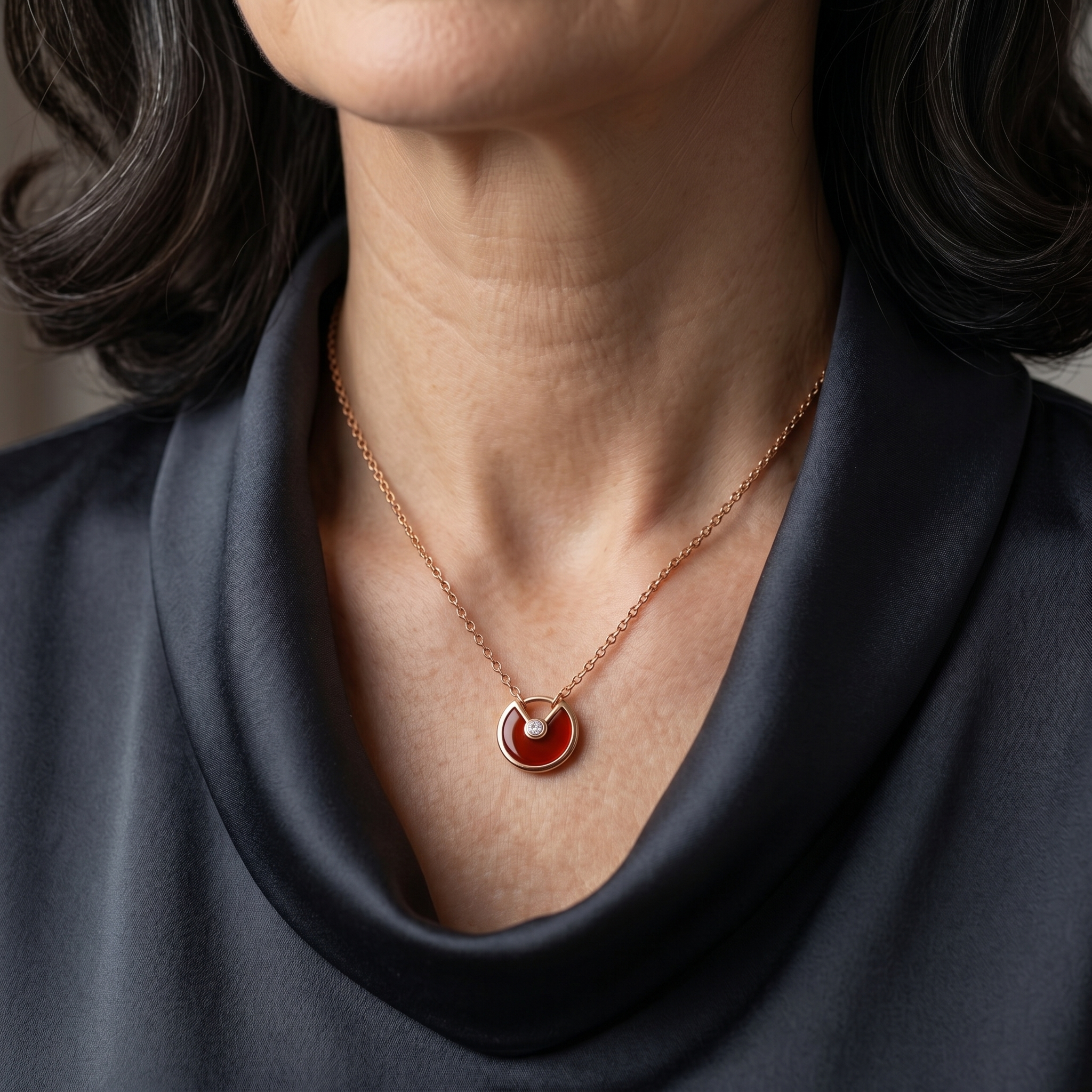 Karneol Halskette - Kreismedallion