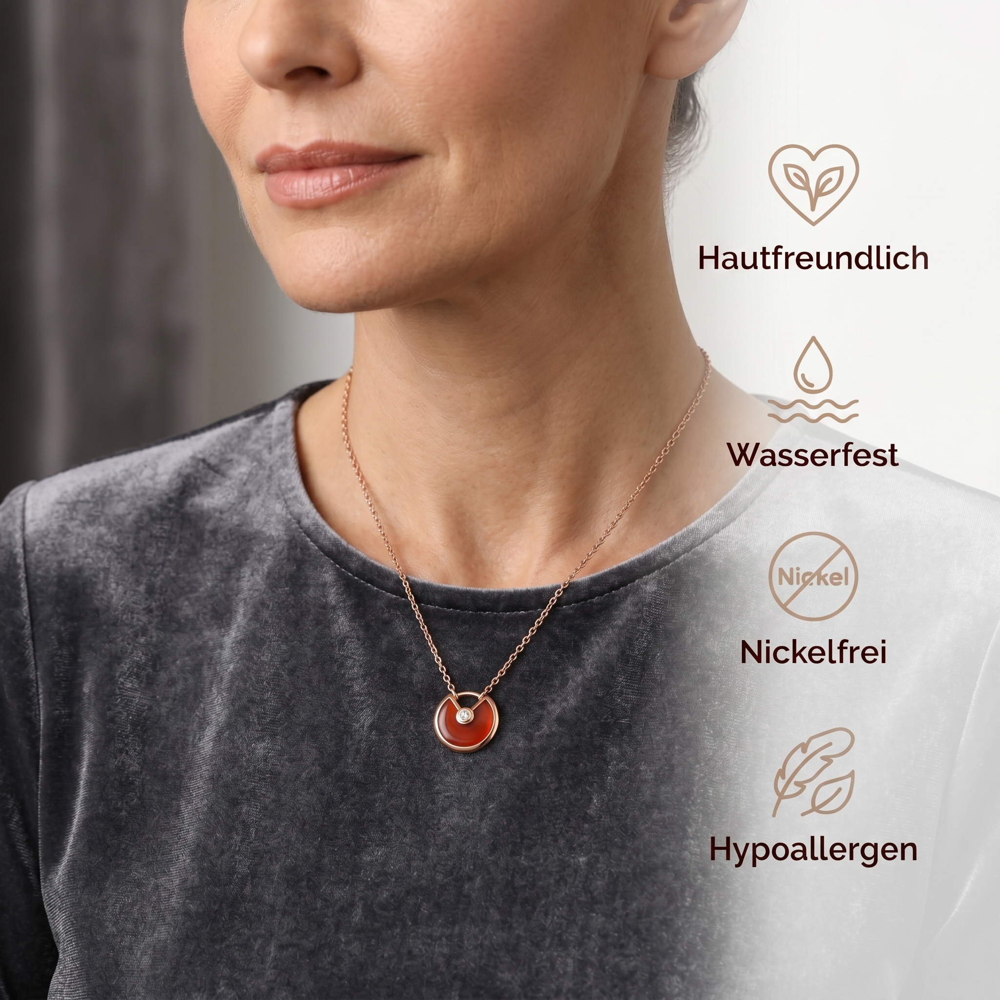 Karneol Halskette - Kreismedallion