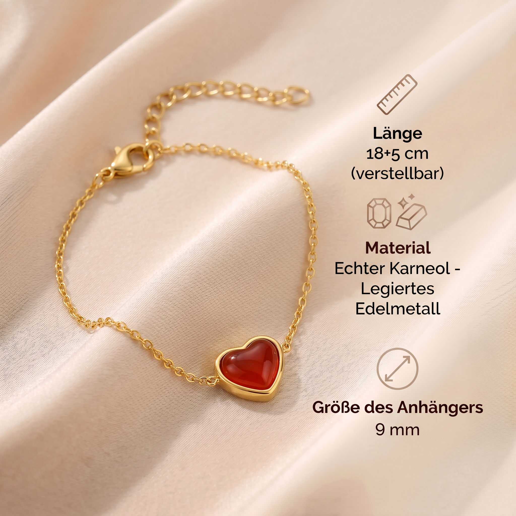 Karneol Set - Herz aus Feuer