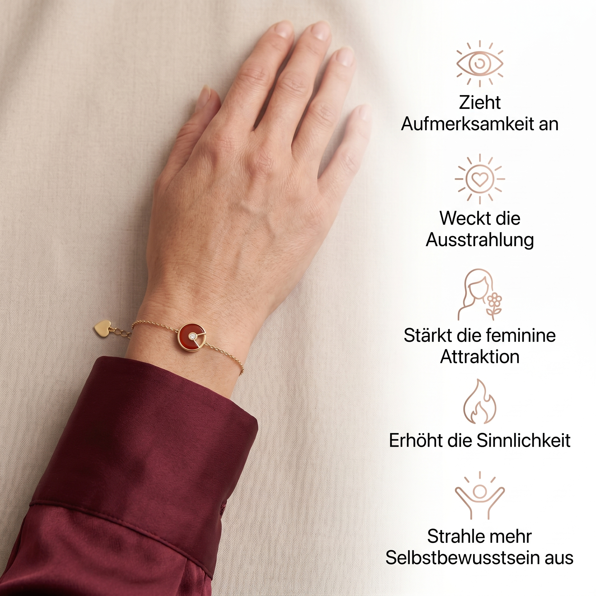 Karneol Armband - Kreismedallion