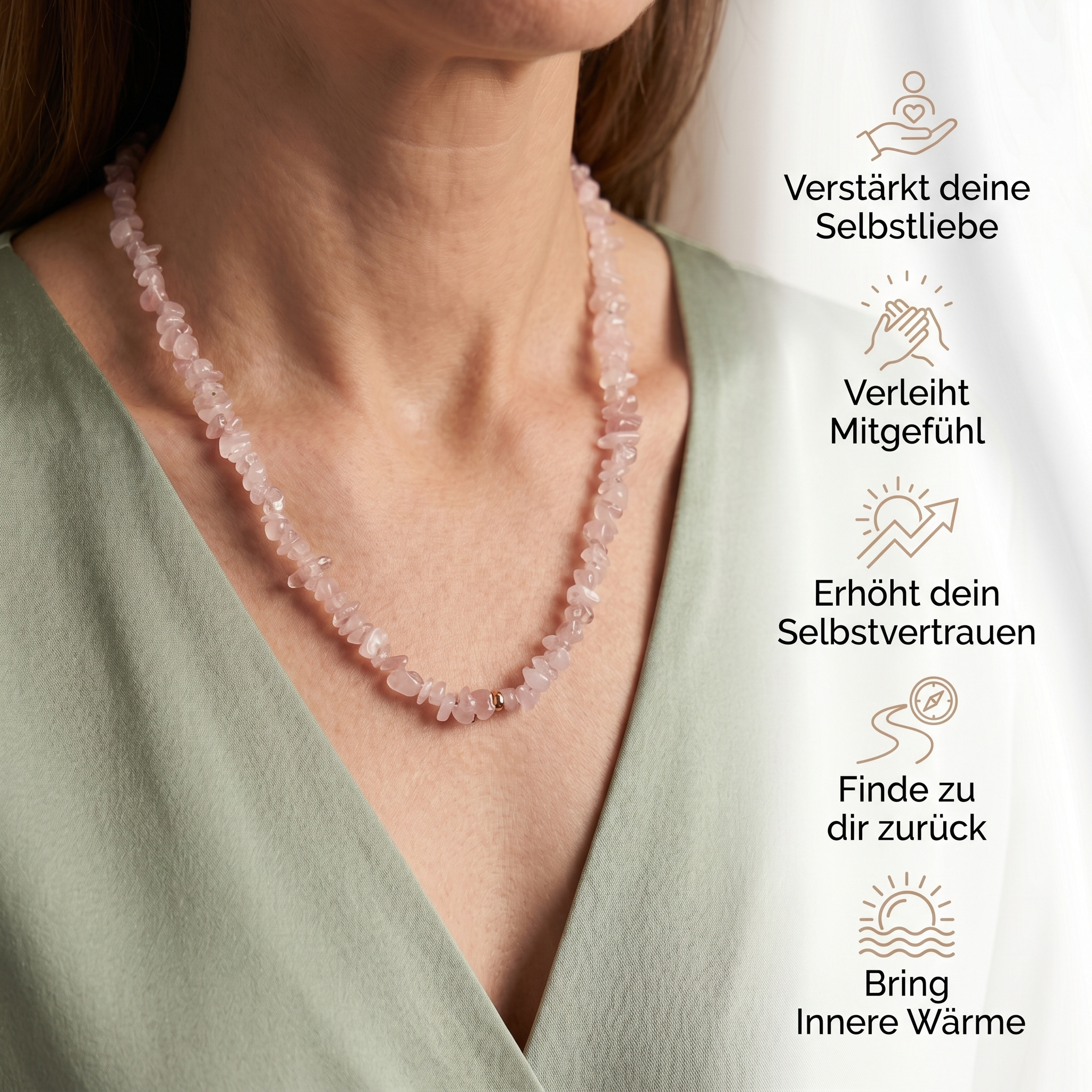 Rosenquarz Kette - Natursteine
