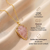 Rosenquarz Halskette - Naturmedallion umrandet