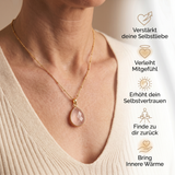 Rosenquarz Halskette - Medallion Tropfenform