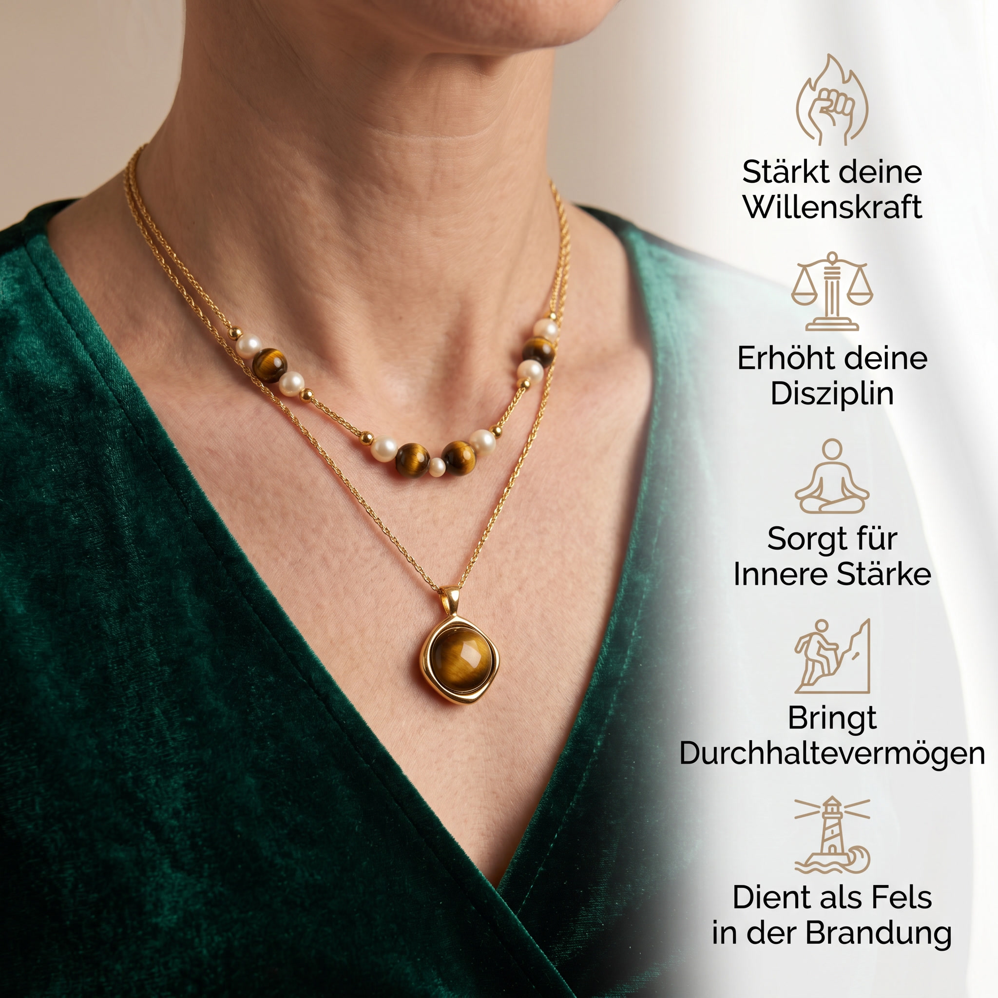 Tigerauge Halskette - Willenskraft