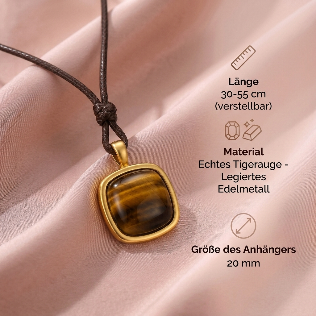 Tigerauge Halskette - Lederband