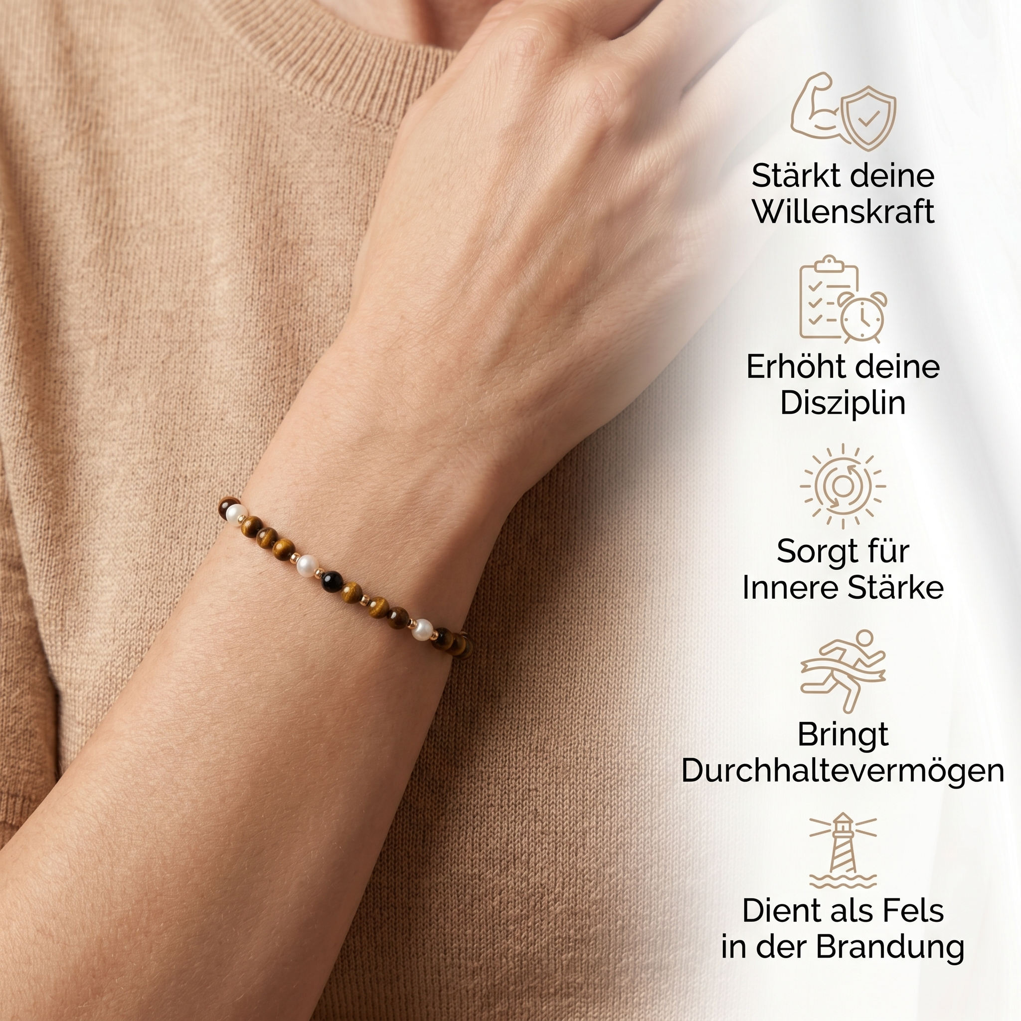 Tigerauge Armband - zarte Stärke