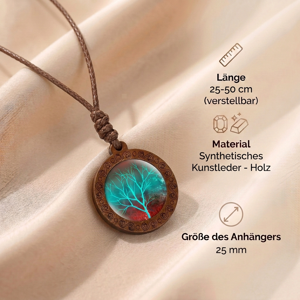 Lebensbaum Halskette - Holz & Leder