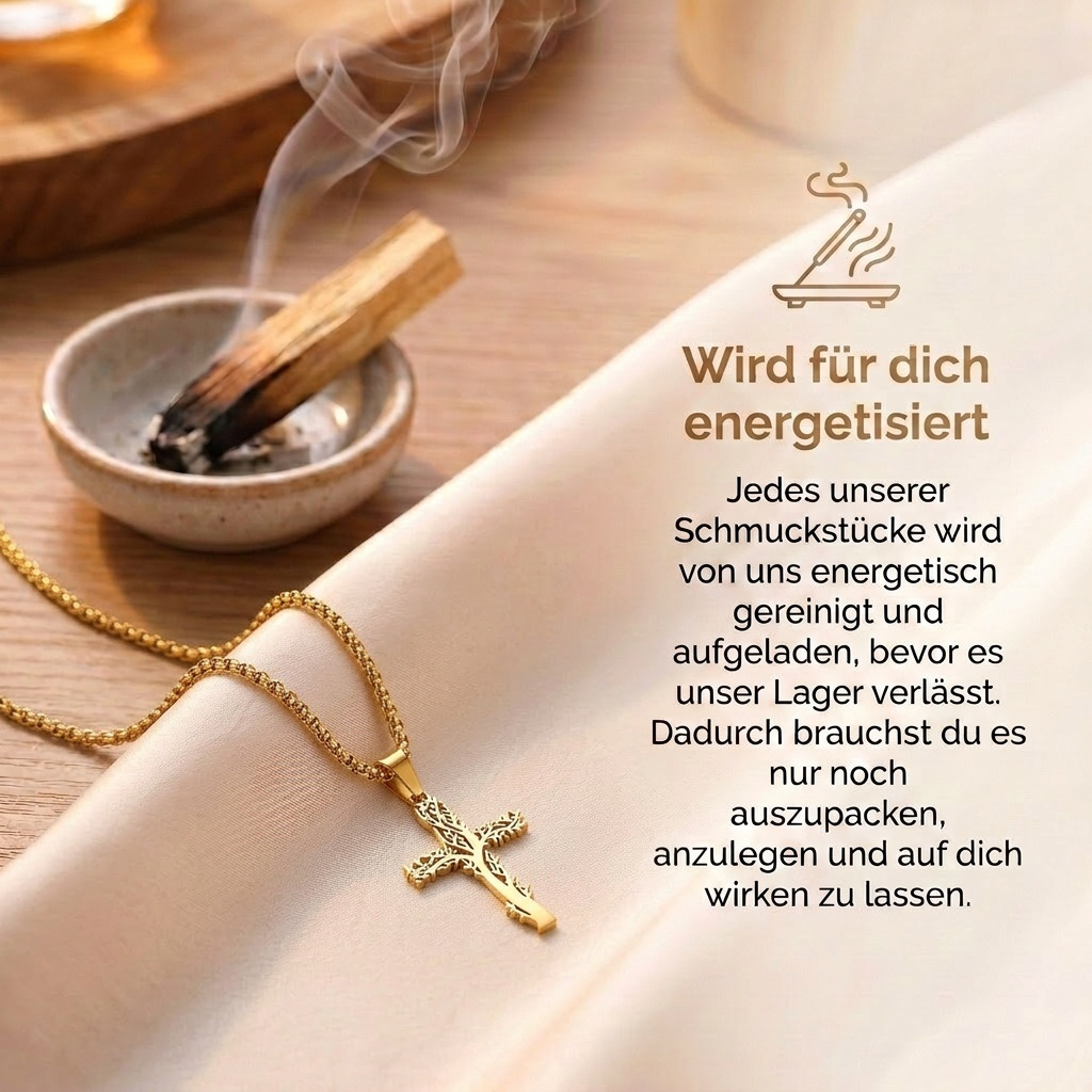 Lebensbaum Halskette - Kreuz