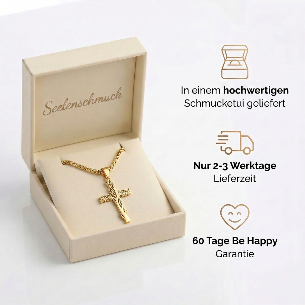 Lebensbaum Halskette - Kreuz