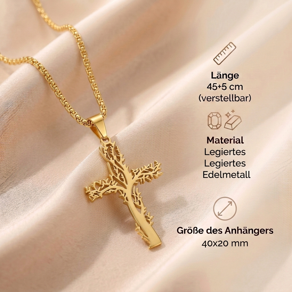 Lebensbaum Halskette - Kreuz