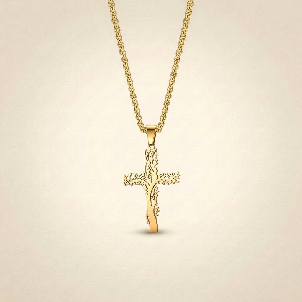 Lebensbaum Halskette - Kreuz