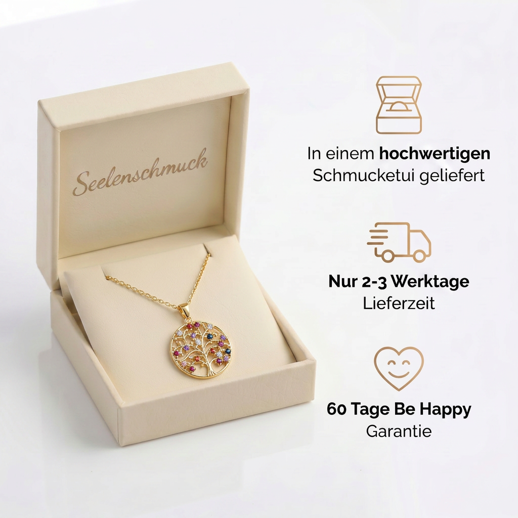 Lebensbaum Halskette mit Edelsteinen