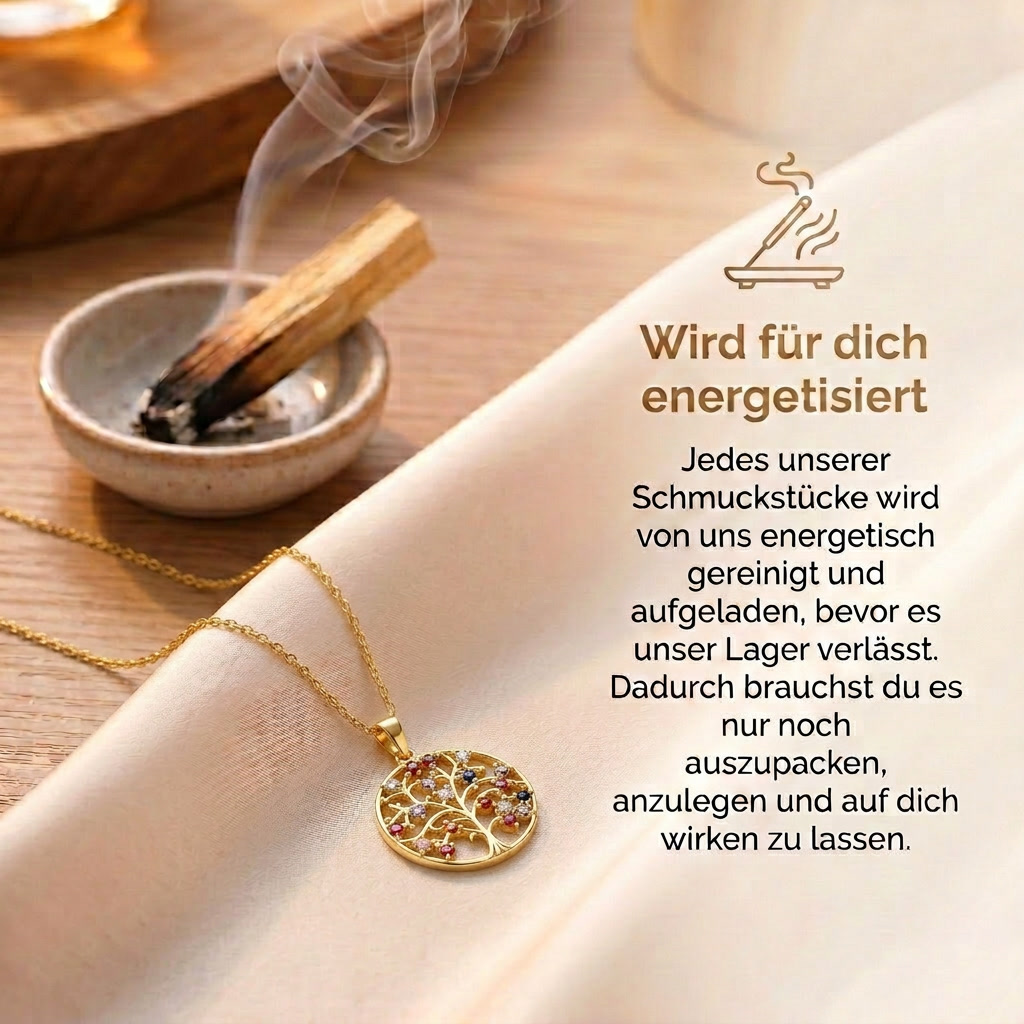 Lebensbaum Halskette mit Edelsteinen