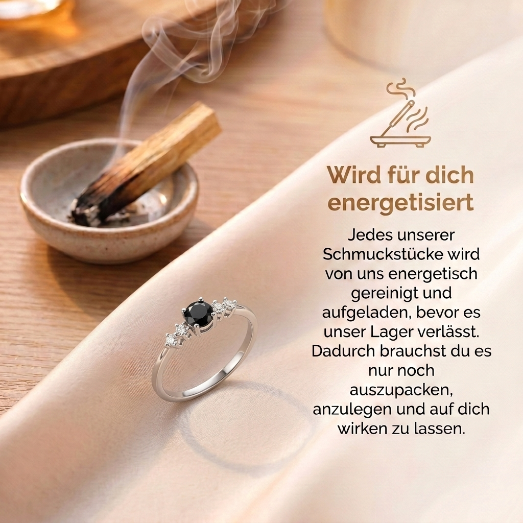 Obsidian Ring - Perlenschliff rund