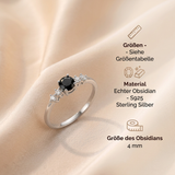 Obsidian Ring - Perlenschliff rund